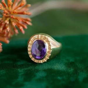 Discount Gouden zegelring met amethist 14 krt Ringen Met Edelsteen