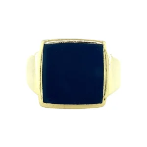 Online Gouden zegelring met blauwe laagsteen 14 krt Ringen Met Edelsteen