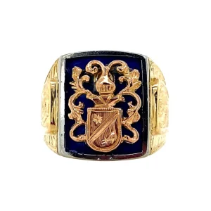 Outlet Gouden zegelring met emaille 18 krt Ringen Met Edelsteen