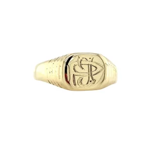 New Gouden zegelring met gravure 14 krt Gouden Ringen