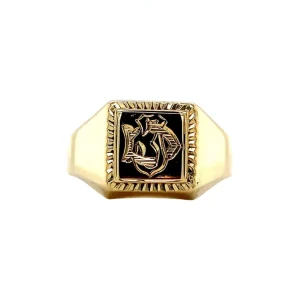 Discount Gouden zegelring met gravure 14 krt Gouden Ringen