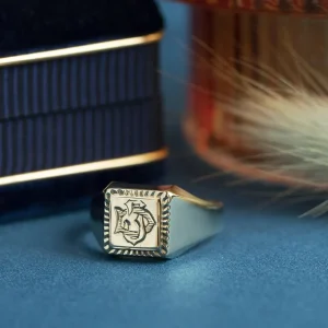 Discount Gouden zegelring met gravure 14 krt Gouden Ringen