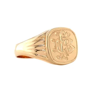 Discount Gouden zegelring met gravure 14 krt Gouden Ringen