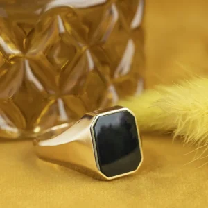 Sale Gouden zegelring met onyx 14 krt Ringen Met Edelsteen