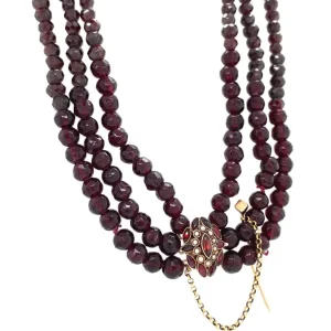 Online Granaat collier met gouden siersluiting 14 krt Kettingen Met Edelsteen