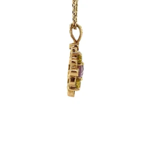 Clearance Hanger met amethist en saffier 9 krt Gouden Hanger Met Edelsteen
