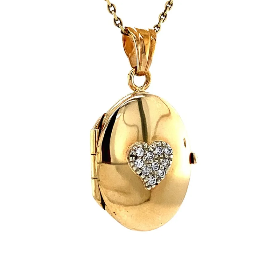 medaillon_hart_met_zirkon_2.webp Hot Medaillon hart met zirkonia 9 krt Gouden Medaillon