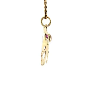 Online Olifant hanger met robijn en zirkoon 12 krt Gouden Hanger Met Edelsteen