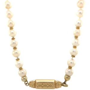 Discount Parel collier met gouden sluiting 14 krt Kettingen Met Edelsteen