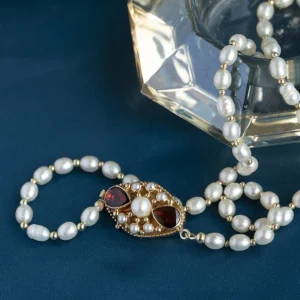 Online Parel collier met gouden granaat sluiting 14 krt Kettingen Met Edelsteen