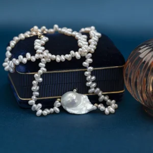 Outlet Parel collier met gouden sluiting 14 krt Kettingen Met Edelsteen