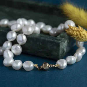 Hot Parel collier met gouden sluiting 14 krt Kettingen Met Edelsteen