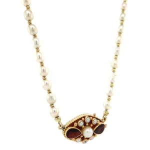 Online Parel collier met gouden granaat sluiting 14 krt Kettingen Met Edelsteen