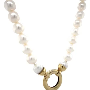 Discount Parel collier met gouden sluiting 14 krt Kettingen Met Edelsteen
