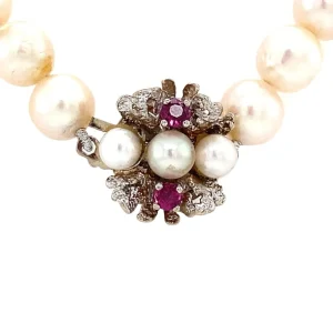 Discount Parel collier met witgouden sluiting met robijn 14 krt Kettingen Met Edelsteen