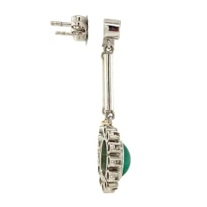 Fashion Platina oorhangers met smaragd en diamant 950 Oorbellen Met Edelsteen