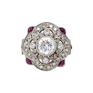 Fashion Platina ring met diamant en robijn 900 Diamanten Ringen | Ringen Met Edelsteen