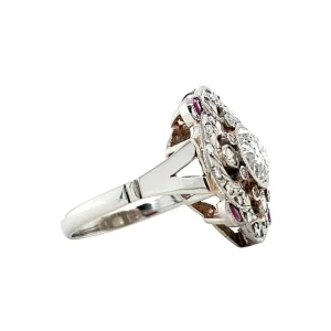 Fashion Platina ring met diamant en robijn 900 Diamanten Ringen | Ringen Met Edelsteen