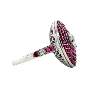 Fashion Platina ring met robijn en diamant 950 Diamanten Ringen
