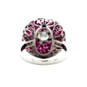 Fashion Platina ring met robijn en diamant 950 Diamanten Ringen