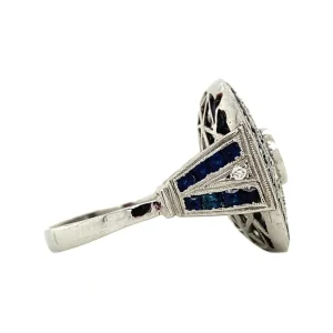 Clearance Platina ring met saffier en diamant 950 Diamanten Ringen | Ringen Met Edelsteen