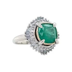 Best Platina ring met smaragd en diamant 950/14 krt Diamanten Ringen | Ringen Met Edelsteen