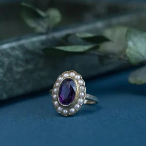 New Ring met amethist en parel 9 krt Ringen Met Edelsteen