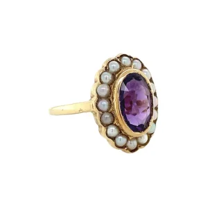 New Ring met amethist en parel 9 krt Ringen Met Edelsteen
