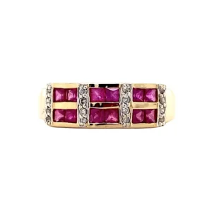 Hot Ring met robijn en diamant 9 krt Diamanten Ringen | Ringen Met Edelsteen