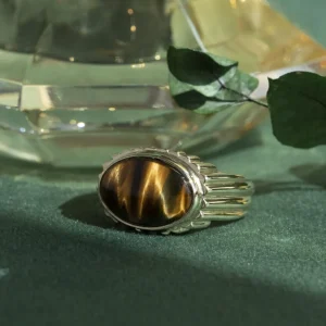 Online Ring met tijgeroog 9 krt Ringen Met Edelsteen