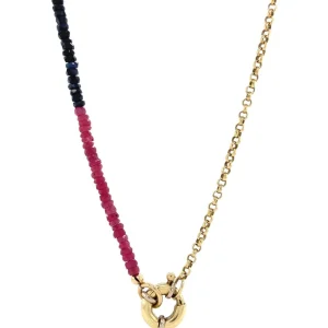 Outlet Robijn, smaragd en saffier collier 14 krt Kettingen Met Edelsteen | Gouden Kettingen