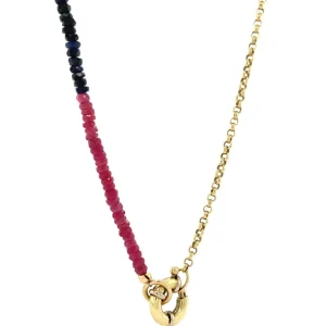 Outlet Robijn, smaragd en saffier collier 14 krt Kettingen Met Edelsteen | Gouden Kettingen