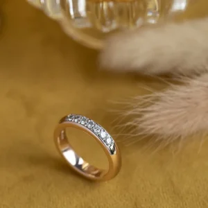 Clearance Roségouden rijring met diamant 14 krt Diamanten Ringen