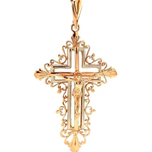 Online Roségouden kruis hanger 14 krt Gouden Hangers