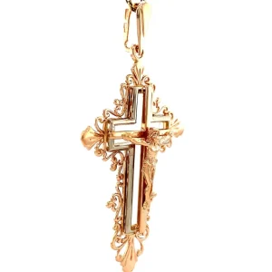 Online Roségouden kruis hanger 14 krt Gouden Hangers