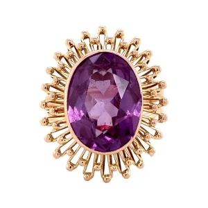 Outlet Roségouden ring met paarse saffier 14 krt Ringen Met Edelsteen