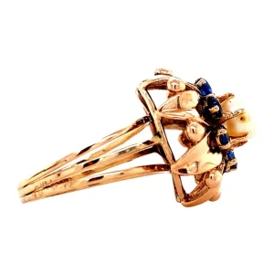New Roségouden ring met parel en spinel 14 krt Ringen Met Edelsteen