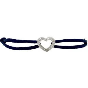 Outlet Satijnen armband met witgouden schakel met diamant 18 krt Armbanden Met Edelsteen