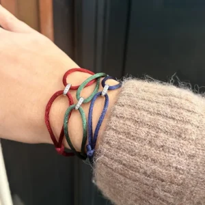 Fashion Satijnen armband met witgouden schakel met diamant 14 krt Armbanden Met Edelsteen