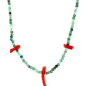 Discount Smaragd collier met bloedkoraal 14 krt Kettingen Met Edelsteen
