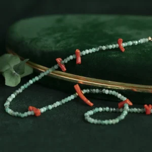 Discount Smaragd collier met bloedkoraal 14 krt Kettingen Met Edelsteen