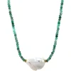 Discount Smaragd collier met parel en gouden sluiting 14 krt Kettingen Met Edelsteen