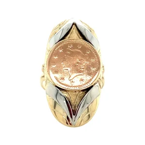 Best Tricolour gouden munt ring 14 krt Ringen Met Edelsteen