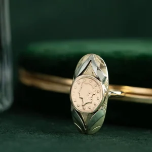 Best Tricolour gouden munt ring 14 krt Ringen Met Edelsteen