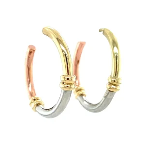 Fashion Tricolour gouden oorringen 14 krt Oorringen