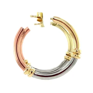 Fashion Tricolour gouden oorringen 14 krt Oorringen
