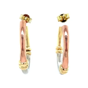 Fashion Tricolour gouden oorringen 14 krt Oorringen
