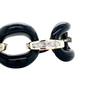 New Witgouden armband met onyx en diamant 14 krt Armbanden Met Edelsteen