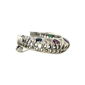 Sale Witgouden broche crescent met diamant en glas 14 krt Broches
