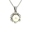 New Witgouden hanger met diamant en parel 18 krt Gouden Hanger Met Edelsteen